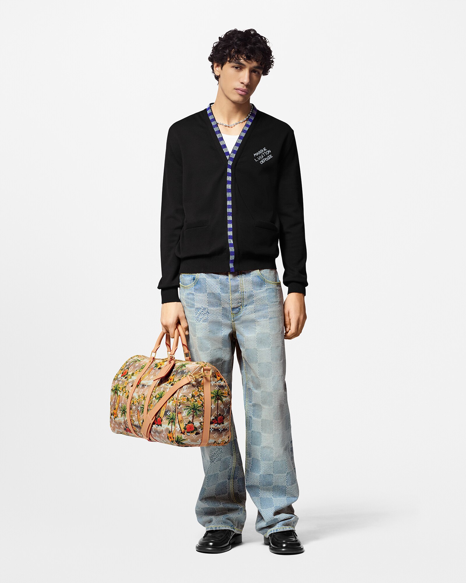V. Leatherette Slv Double Layered Cardigan w/ Pockets